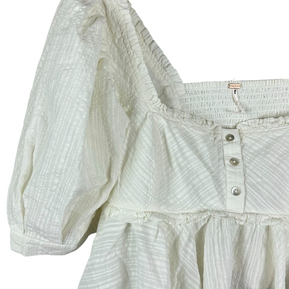 NWOT Free People Leave It To Me Peplum Babydoll Top White Size Medium - Picture 3 of 9